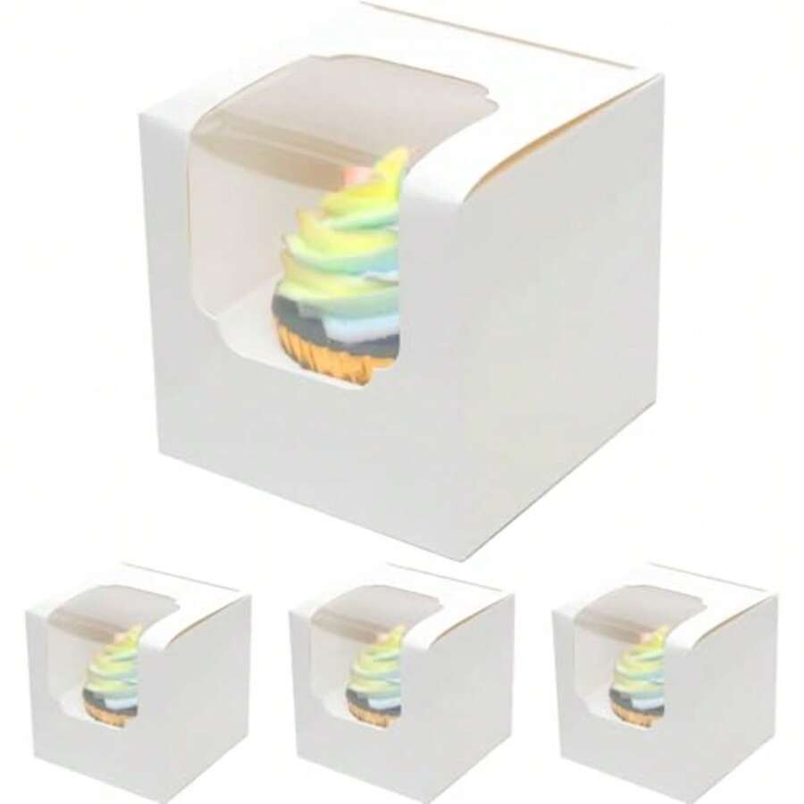 CYPNqiqee Blanco Cupcake Cajas Individual Cupcake Contenedor 100pcs 89x8 9x8 9 cm Auto-Pop up Individual Cupcake Cajas 100 Cajas + 100 Inserta 3 5x3 5x3 5 InchFashion - 223674301 - Ver 1