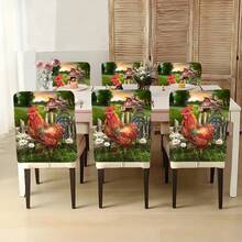 1 szt./4 szt./6 szt./10 szt. Wiosna/Lato Jaskrawoczerwony Kogut, Biały Drewniany Płot, Czerwona Stodoła, Otoczony Białymi Stokrotkami i Drobnym Kwiatowym Wzorem, Krótki Pluszowy Pokrowiec na Krzesło, Zdejmowany Krótki Pluszowy Ochraniacz na Oparcie Krzesła, Odpowiedni Na Wszystkie Pory Roku, Świąteczny Pokrowiec na Krzesło Do Jadalni, Salonu, Krzeseł Domowych - Wielokolorowe - Zobacz 8