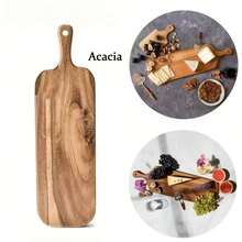 1pc Gold Sandalwood Slice Cutting Board, Washable Fruit & Meat Chopping Board, Ergonomic Handle Kitchen Accessory, Catering Service Cutting Board - Maroon - View 8