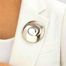 Viral Trending Gold Spiral Swirl Disc Brooch | Must-Have Minimalist Y2K Statement Pin For Blazer/Collar/Coat/Denim Jacket, Chic Aesthetic Accessory To Elevate Office/Date Night OOTD, Perfect Gift For Fashion Lovers - Multicolor - View 6