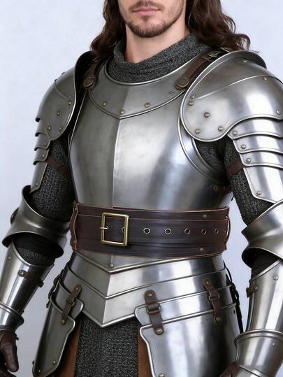 1PC Vintage Medieval Knight Belt Viking Renaissance Gothic PU Leather Square Buckle Belt Renaissance Faire Larp Cosplay Prop Costume Accessories