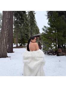 Women's Imitation Fur Plush Clothes, Elongated Faux Fur Coats, Winter Thickened Warm Fur Coats - 白色 - 查看 4