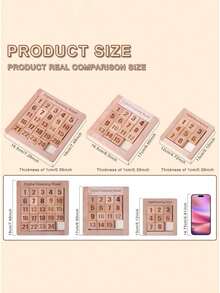 Juego de rompecabezas numérico deslizante de madera, juguete educativo para desarrollar el reconocimiento numérico y las habilidades cognitivas para niños y niñas, adecuado para regalos de fiesta, intercambios con amigos y actividades grupales - Caqui - Ver 4