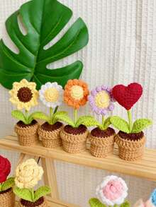 1PC Red Knitted Mini Potted Plant Decoration – Handmade Yarn Artificial Heart Flower Car Dashboard Ornament Finished Product, Bestselling Must-Have Cute Valentine's Day Gift Home Desktop Decor Car Interior Decor Office Desk Accent, Ideal For Romantic Valentine's Day Gifting Home Decor Car Dashboard Display Office Decor, Top-Rated Yarn Ornament Ideal Gift For Friends Colleagues Loved Ones - Đỏ - Xem 9
