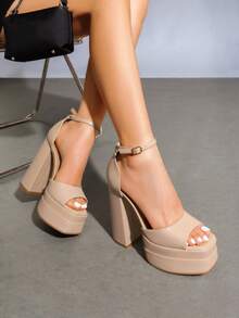 Women Heeled Sandals - Apricot - View 3