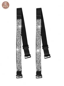 Y2K Sparkly Rhinestone Bra Straps For Women, Removable Adjustable Anti-Slip Crystal Bra Strap Replacements, Perfect For Wedding Party Evening Dress Off Shoulder Tops - Multicolor - View 14