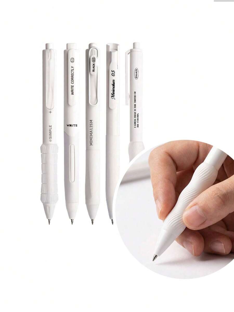 Minimalist Black Gel Pens Set, 0.5mm Fine Point Retractable Pens With Refill, Smooth Writing Pens For Office, School And Study