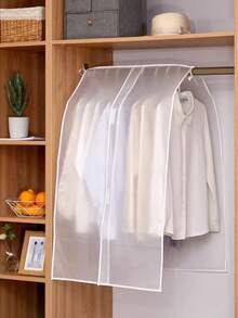 1pc Transparent Garment Cover, Hanging Wardrobe Storage Protector For Coats, Suits, Clothing Sets, Home Use