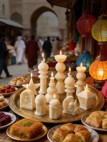 1-Piece White Candle, Mini Star And Moon Architectural Candle, Mini Scented Candle, Handmade Candle, Back-To-School Season, First Day Of School, Birthday Gift And Souvenir, Scented Candle.Holiday And Everyday Decorations - Multicolor - View 3