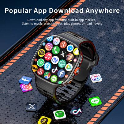 LOKMAT ساعة ذكية APPLLP 6 MAX، ساعة ذكية AI، شاشة AMOLED 2.16 بوصة، تدعم بطاقة SIM 2G/3G/4G/5G، كاميرا قابلة للتدوير 180 درجة عالية الدقة، تدعم البيانات الخلوية والواي فاي، متوافقة مع أندرويد وآي أو إس، تطبيقات من جهات خارجية قابلة للتنزيل، مراقبة معدل ضربات القلب ومستوى الأكسجين في الدم