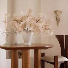 Artificial Fall Coral Leaves Stems 8 PCS, Fall Decorations For Indoor Outdoor Halloween Than1ks 1giving Farmhouse Arrangement Decorations For Front Door Wedding Centerpieces In Autumn - 珊瑚葉(米色) - 查看 5