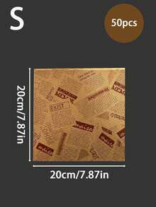 50/100張食品包裝紙 防油烘焙紙 適用烘焙、烹飪、蛋糕包裝 20*20cm、28*38cm 加厚烤盤防油紙 吸油紙 適合薯條、漢堡、麵包，烘焙設備與廚房配件，居家理想選擇 - 彩色 - 查看 14