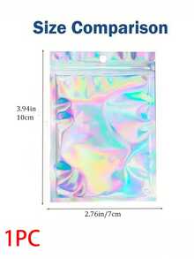 100pcs Reusable Holographic Bags, Laser Rainbow Pattern Self-Sealing Bags In Multiple Sizes, Suitable For Small Business Candy Bags, Front Window Sample Bags, Self-Sealing Bags, Holiday Gift Candy Bags - Multicolor - View 9