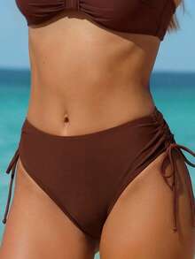 Women's Summer Beach Full-Print Floral Spaghetti Strap Bikini Set, 2pcs Vacation - Brown - View 5