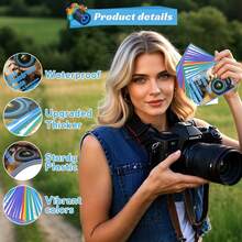 单反相机速查表，适用于佳能和尼康相机，包含快速参考卡、指南、技巧、设置、曝光模式、构图等内容，4*3英寸，16张双面卡片，摄影师礼物，相机配件。 - 彩色 - 查看 6