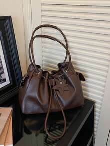 Spring New Stylish Large Capacity Women Handbag, Lightweight Luxury Niche Shoulder Bag, Tote Bag For Commuting - Coffee - View 6