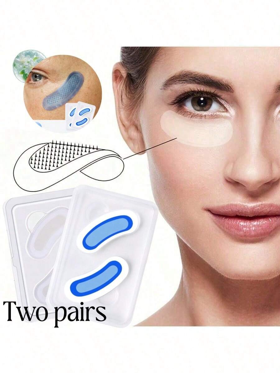 4pcs White Face Stickers, Comfortable & Breathable With Self-Adhesive Backing - Multicolor - View 1