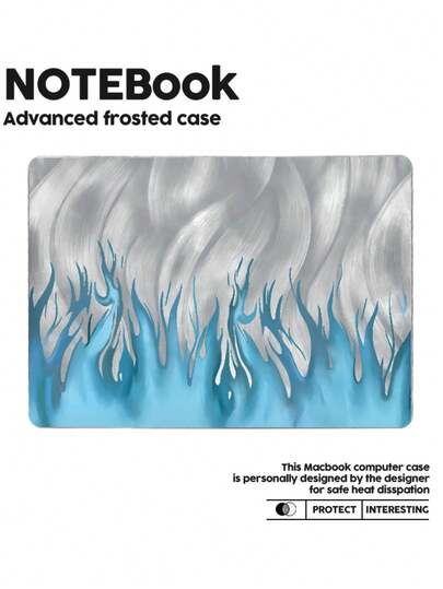 1个羽毛蓝火焰图案哑光亚克力超薄笔记本电脑保护套，适用于Air13 2025/Pro16 M3 M2，防指纹、防震、散热，办公学习必备。