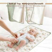 2片装婴儿绿色动物纹防水卫生巾 - 柔软亲肤表面，防漏底部，适合日常护理 - 彩色 - 查看 1