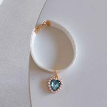 1pc Pet Cat Faux Pearl Heart Zirconia Collar, Cute Lightweight Anti-Choke Adjustable Collar, Make Your Kitty Look Like A Princess - Multicolor - View 6