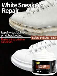 30g White Shoe Repair & Restoration, Repairs Worn, Scuffed, Peeled Areas On Leather, Heels, Sneakers, Waterproof & Non-Fading, Includes Application Brush