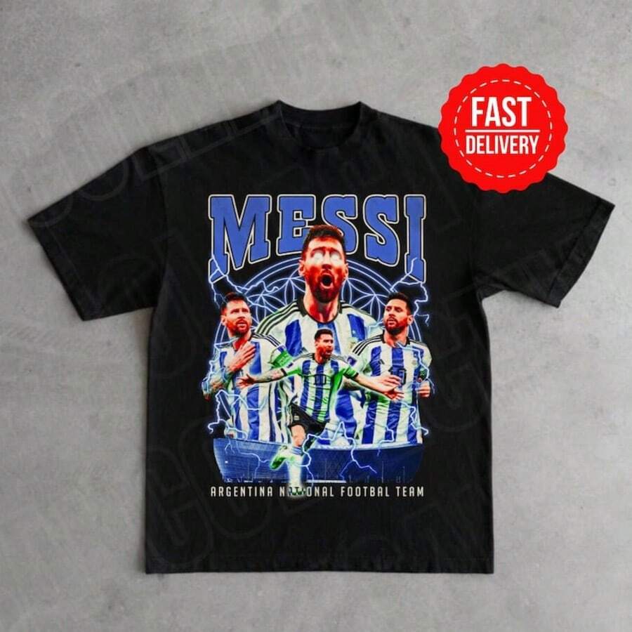 Bootleg Me Ssi Tees Vintage Lionel Bootleg T-Shirt Argentina Legend Graphic Tee Custom Vintage Design - 黑色 - 查看 1