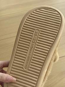 女士拖鞋 - 女士家居拖鞋 - 女士可爱皱眉小狗毛绒拖鞋，室内休闲舒适防滑软底保暖家居拖鞋 - 棕色 - 查看 8