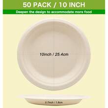 50/25/2pcs Pack Thick Compostable Disposable Paper Plates (10 Inch), Natural Sugarcane Plates, Microwave . High-Quality Tableware Suitable For Family Events, Schools, Restaurants, Office Lunches, BBQs, Picnics, Outdoor Activities, Birthday Parties, Weddings, Etc. - Brown - View 6