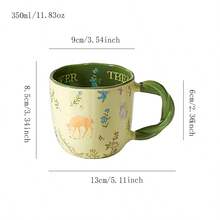 1 pieza Taza de cerámica de 300ml con textura inspirada en la naturaleza, asa trenzada, diseño de dibujos animados, apta para uso en el hogar y la oficina - Multicolor - Ver 15