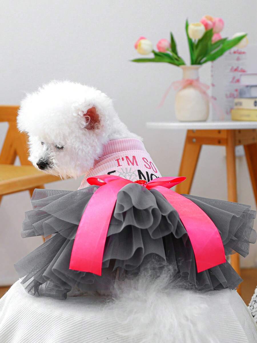 PETCIRCLE 1 bộ quần áo thú cưng ngày Valentine, trang phục cho chó mèo, váy ngoài trời phong cách thường ngày dễ thương lãng mạn cho chó nhỏ, chó con, chó poodle, chó gấu bông, váy voan cưới thời trang. - Nhiều màu - Xem 1