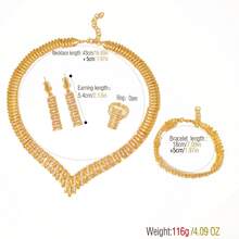 2026 Conjunto de Joias Elegante e Luxuoso de Alta Qualidade, Banhado a Ouro de Cobre, Colar, Brincos, Anéis, Pulseiras Femininas para Casamento e Festa, Acessórios de Joias Requintados e Estilosos para Uso Diário, Presentes de Aniversário - Conjunto de joias - Visão 5