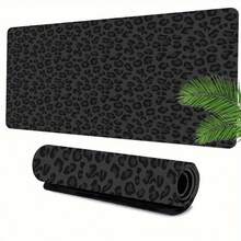 黑色豹纹纹理圆形超大加长游戏鼠标垫和键盘笔记本电脑桌垫，防滑底座，时尚实用，送朋友的完美礼物 - 彩色 - 查看 20