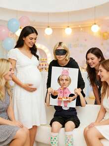 1 Set Baby Shower Party Game Gift Set, Includes "Feed Me" Baby Shower Game, Game Board And Blindfold, Fun For Baby Shower, Gender Reveal Party, Baby Party, Baby Gift Giving Events - Multicolor - View 9