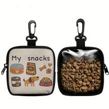 1pc Dog Print Dog Treat Bag, Pet Training Set With Hook And Zipper - Pet Poop Bag, Small Dog Pet Training Walking Bag - Multicolor - View 9