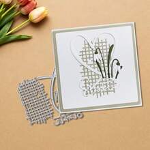 Creative Love And Grid Metal Cutting Dies, DIY Scrapbooking Album And Embossing Stencil, Greeting Card Making Tool, Card Paper Cutting Crafts ,Gift Card Making Template Die Cuts.