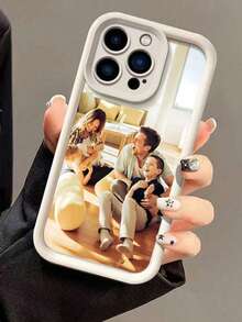 1 pieza Funda de teléfono personalizable con diseño de foto, compatible con iPhone 16/15/14/13/12/11 Pro Promax y teléfonos Galaxy, cubierta protectora antideslizante negra, gran idea de regalo para vacaciones, cumpleaños, familia, amigos, parejas - Blanco - Ver 3