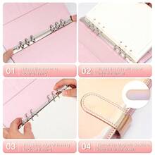 A5 6 Ring Refillable Binder, PU Leather Budget Planner Organizer, Magnetic Closure - Perfect For Daily Planning & Finance, Fits A5 Loose Leaf Paper, Laser Rose Gold - LaserRoseGold - View 6