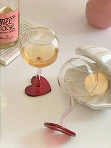 1个创意高端心形高脚杯，奢华玻璃器皿，独特的情人节礼物，心形底部饮料杯 - 彩色 - 查看 8