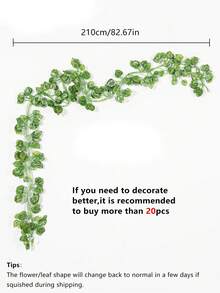 1/12 قطعة أوراق اصطناعية لأشجار البطيخ والبطاطا الحلوة وتفاح الخريف، أغصان معلقة، نباتات مصنعة، ديكور داخلي، ديكور حفلات الزفاف، هدايا عيد الحب، ديكور الربيع، أكاليل الأغصان المصنعة، مناسبة أيضًا للديكور الخارجي، بطول 209.5 سم - أخضر - مشاهدة 3