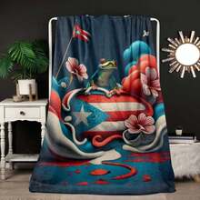 Puerto Rican Themed Flannel Blanket - Vibrant Cultural Prints With Flags, Symbols & Puerto Rico Text - Soft Warm Travel Digital Print,Suitable For All Seasons,      Washable And Machine-Washable, Lightweight, Breathable, Comfortable, Warm,  Unique, 280gsm For Him And Her, Perfect For Naps, Camping, Travel, Family, Daily Life, Office Decoration, Birthday Anniversaries, Valentine's Day, Thanksgiving, Christmas, Halloween, Mother's Day, Father's Day, Wedding,   New Year Gifts Provide Personalized Ideal Gifts For Her, Him, Family Members, Boyfriends,  Girlfriends, Fathers, Family Members, Mothers, Lovers,   Daughters, Sons,   Grandfathers, Grandmothers,     Friends, Classmates And Pets.     Sofa,Bed,Car,Bedroom,Living Room,Office,  Outdoor Camping, Beach,Wall Decoration - 多色16 - 查看 1