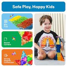 PicassoTiles - Juego de 100 Piezas de Mini Bloques magneticos Serie de Diamantes Bloques de construccion con iman Aprendizaje Stem para niños a Partir de 3 años PTM100Diversión infantil, alegría, juguetes necesarios para niños - Multicolor - Ver 7