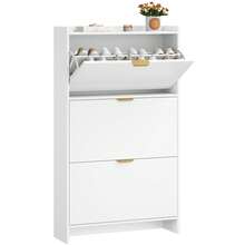 HEXCELEN Shoe Cabinet With 3 Doors, Shoe Rack, Narrow Shoe Cabinet, Adjustable, Shoe Storage, 18-24 Pairs, Large Capacity For Entryway, Hallway, Wardrobe, 24 X 76 X 138 Cm, White - 白色 - 查看 8