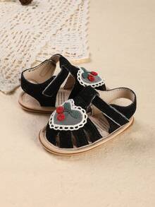 2-6 Years Old Girls Soft Bottom Cherry Infant Shoes Hollow Toe Sandals, Summer New Cute Shoes - Black - View 4