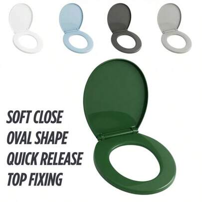 Soft Close Toilet Seat With Quick Release Hinge For Easy Clean – Durable, Oval Shape, Easy Fit With Top Fixing, Anti-Slam Standard O Shape Slow Close Toilet Seat