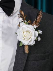 1枚/6枚优雅玫瑰与满天星胸针，适合新娘、新郎、伴娘、伴郎、婚礼、毕业典礼、派对、活动等场合佩戴。 - A - 查看 17