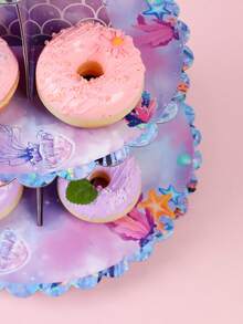 1/2sets Purple Mermaid Cake Stand, Mermaid Tail Pattern Paper Cake Display Stand For Mermaid Birthday Party Cake Decorations, Paper Dessert Cake Holder Tower Cake Tray, Under The Sea Mermaid Theme Birthday Decorations, Tabletop Decor, Babyshower Decor, Mermaid Wedding Decor, Cake Baking Supplies, Cake Topper Birthday, Mermaid Party Decor, Happy Birthday Party Supplies - Purple Mermaid - View 8