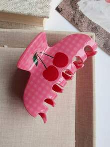 1个个性化逼真水果系列发爪，优雅甜美多功能新鲜水果柠檬、草莓、樱桃半圆形亚克力发夹，防滑牢固时尚大/小号发爪/发夹，女士发饰，适合休闲、通勤、半丸子头、齐肩发等场合，发夹，适合日常使用和送礼，发夹，发爪夹，秋冬女士假日装扮配饰 - 彩色 - 查看 14