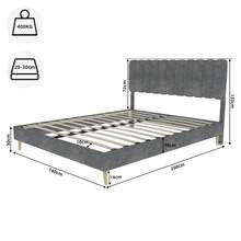 Modern And Minimalist Upholstered Bed With Soft Headboard, 140 X 200 Cm, Grey, Multifunctional Bedroom Furniture, Low Slatted Base (Without Storage), Mattress Not Included.