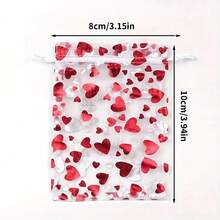 20 pièces/set Sacs à cordon rouge en forme de cœur, sacs à mailles pour cadeaux de surprise de la Saint-Valentin, sacs à bonbons pour le Nouvel An, sacs à bonbons pour mariage, sacs de rangement pour bijoux, sacs à cordon pour cadeaux de bonbons. Convient pour les cadeaux de la Saint-Valentin, les mariages, les surprises romantiques - Multicolore - Voir 4