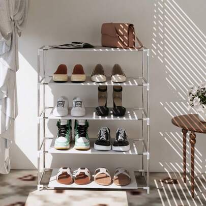 Easy-To-Assemble Multi-Tiered Shoe Rack - Sturdy And Compact Design Suitable For Dormitories And Entrances, Includes Metal Tubing, Multi-Functional.